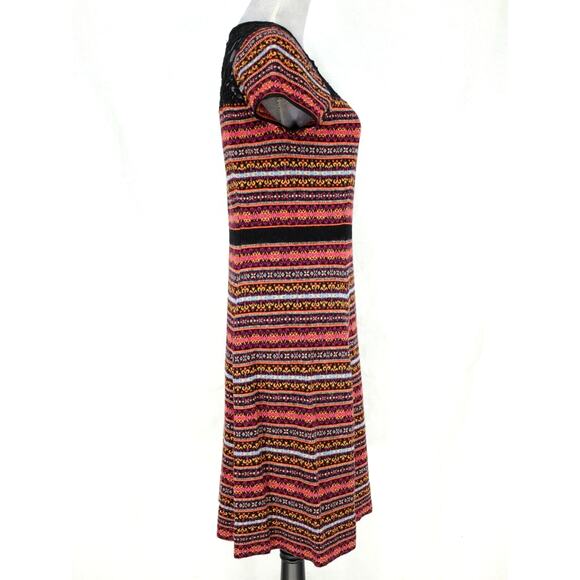 Sparrow Sweater Dress Womens Medium Black Orange Stripe Knit Lace Anthropologie - Picture 11 of 14